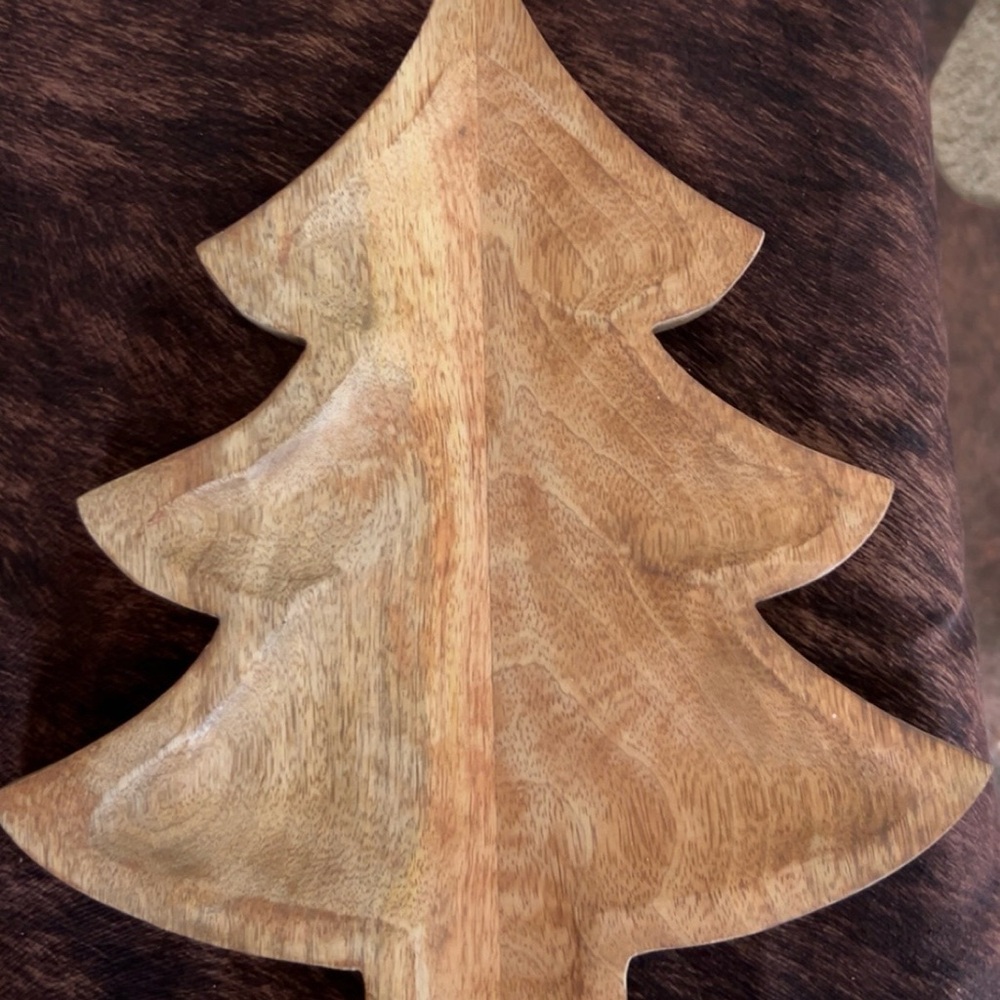 Wooden Christmas Tree Shaped Serving Tray / Platter – NWOT